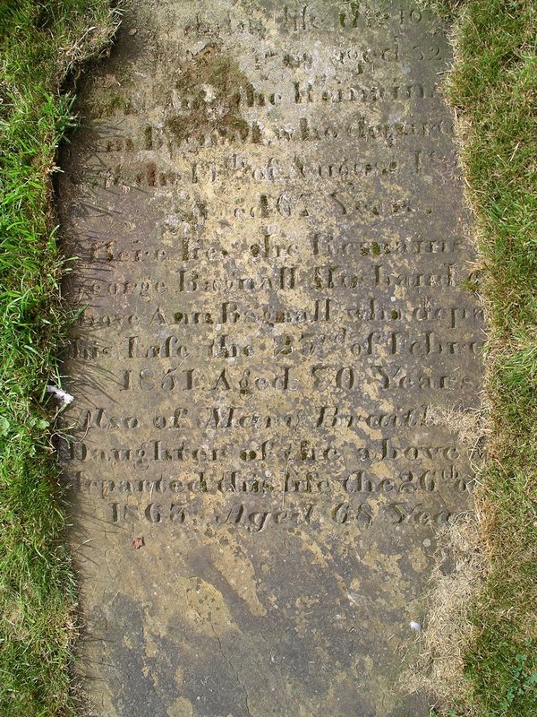 George Bagnall's gravestone, St Helen's Church, Sandal