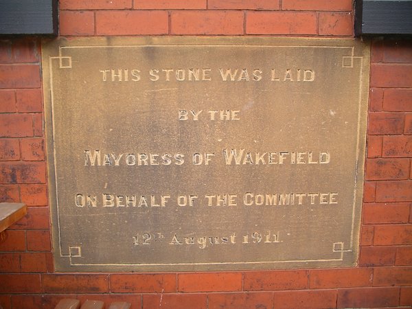 Alverthorpe WMC foundation stone, laid by the Mayoress of Wakefield, 1911