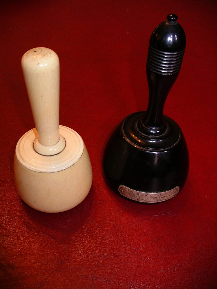 Drury Lane Library(?) and Alverthorpe WMC Commemorative mallets