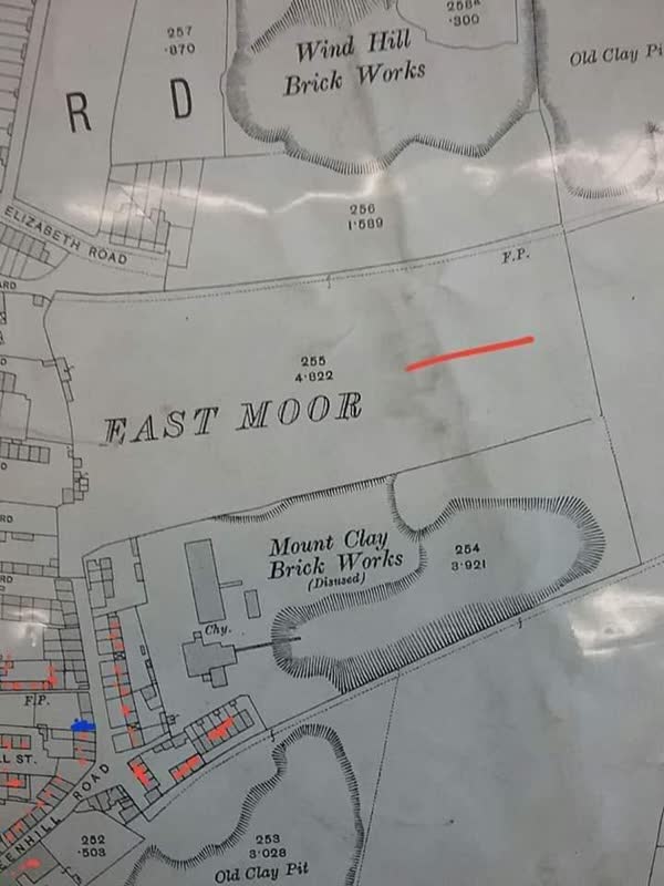 OS map showing Mount Clay and Wind Hill Brick Works, East Moor