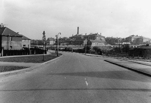 Park Lodge Lane, Eastmoor, looking towards a Bagnall brickworks chimney