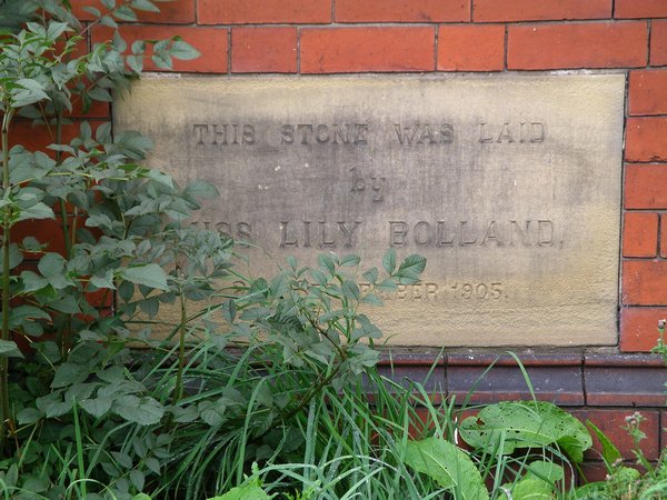 Foundation stone laid by Miss Lily Bolland, 1905