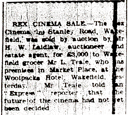 Rex Cinema Sale - Wakefield Express - 18th April 1959