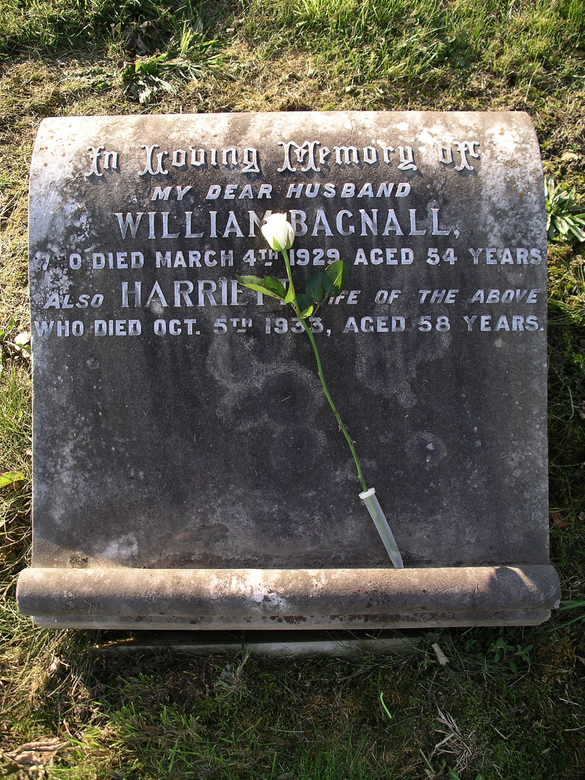 William and Harriett Bagnall's last resting place