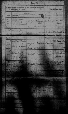 William's baptism register entry